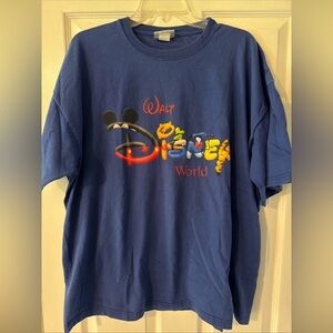 Vintage Walt Disney World Chatacter Logo Blue Short Sleeve Tee, XL